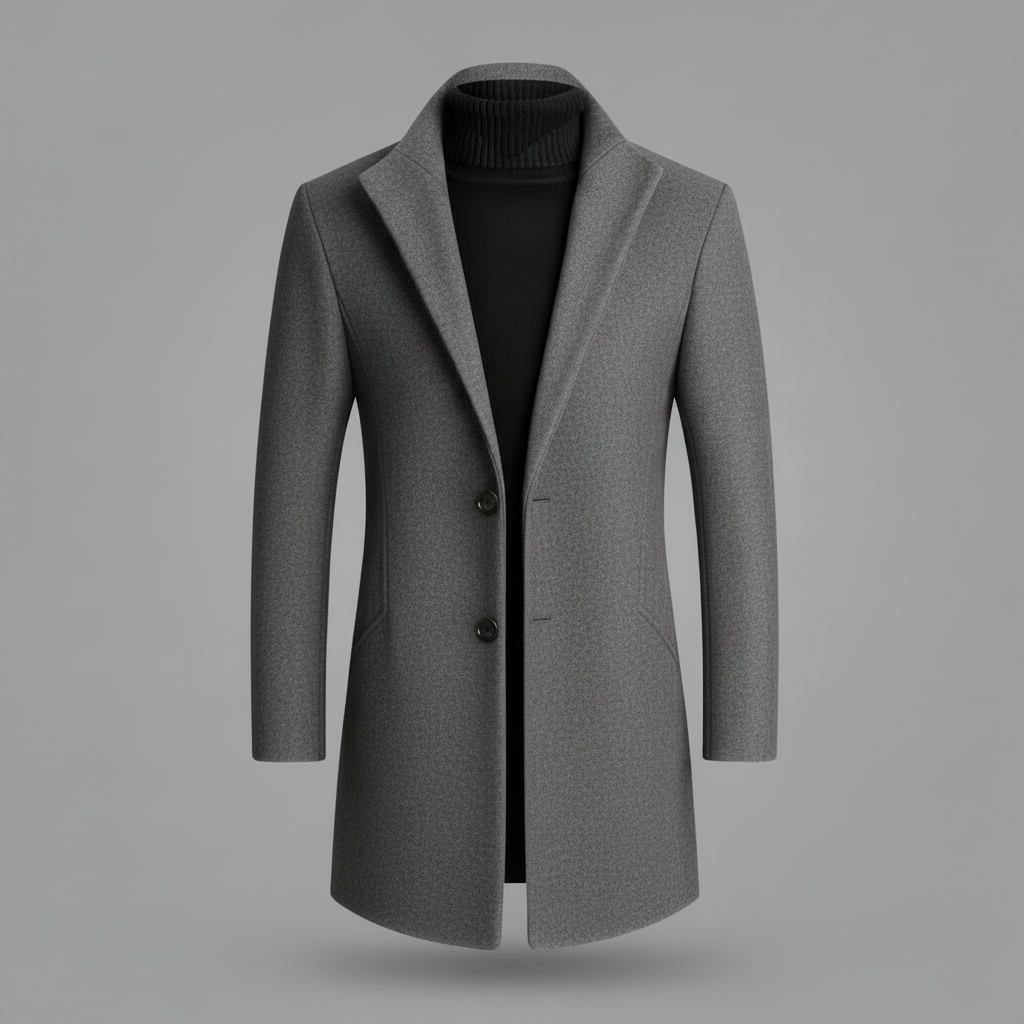 Men's Notched Lapel Overcoat | Elegant Men's Coat
