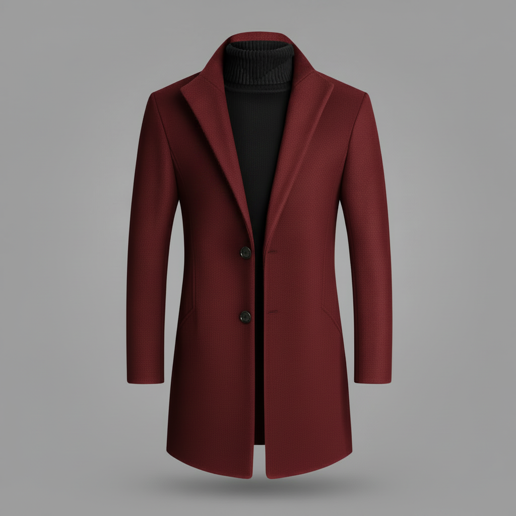 Men's Notched Lapel Overcoat | Elegant Men's Coat