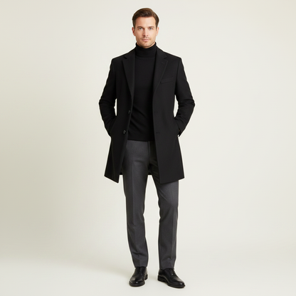 Men's Notched Lapel Overcoat | Elegant Men's Coat