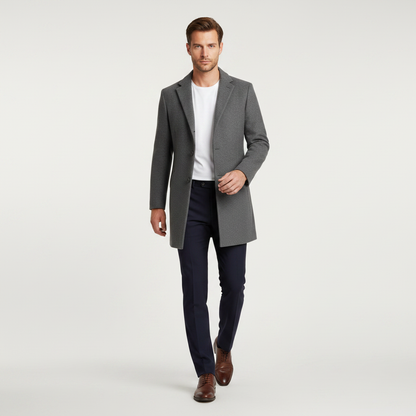 Men's Notched Lapel Overcoat | Elegant Men's Coat