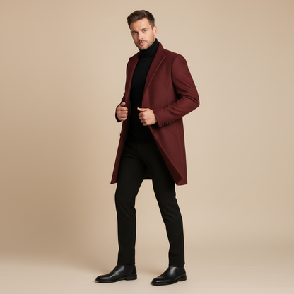 Men's Notched Lapel Overcoat | Elegant Men's Coat