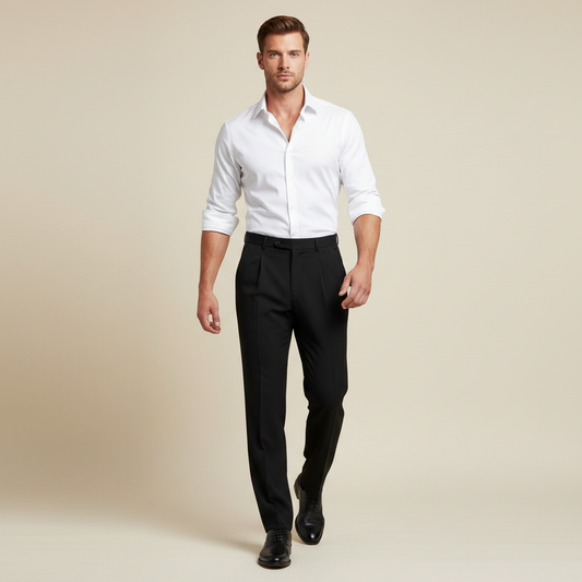 Men's Straight Fit Pleated Trousers | Formal Pants