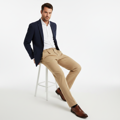 Men's Straight Fit Pleated Trousers | Formal Pants