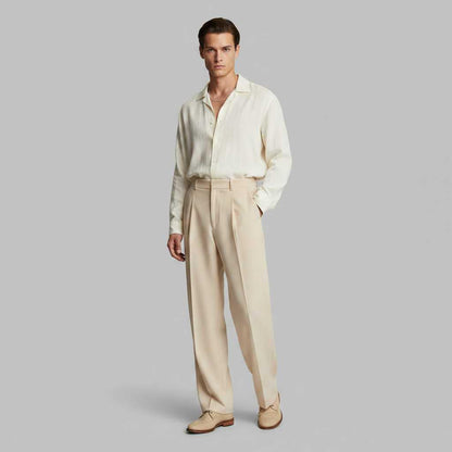 Men's Straight Fit Pleated Trousers | Formal Pants 3